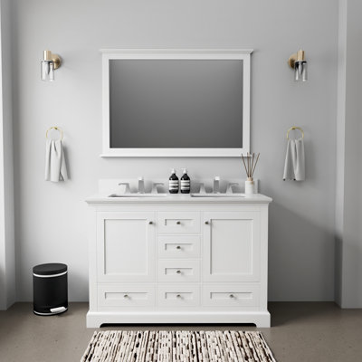 Dukes 48 in W x 22 in D Double Bath Vanity, and Chrome Faucet Set