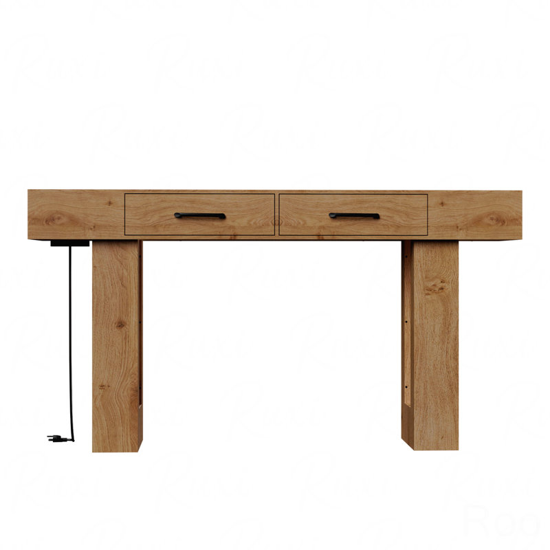 63" Long Console Table, Wooden Rectangular Sofa Table Behind The Couch, Farmhouse Entryway Table For Entrance, Hallway, Living Room