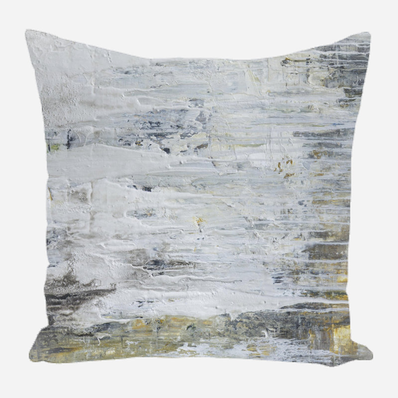 Gypsy Linen Pillow Cover & Insert, 15" x 15", Gray Abstract, Square