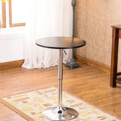 Table moderne réglable en bois noir et métal - Bureau de 24 po de diamètre avec plateau de style contemporain