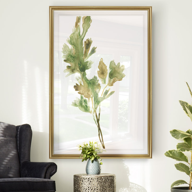 «Earthtone Herbs I», peinture sur toile, H 22,5 po x l 30,5 po x P 1,5 po, Cadre doré