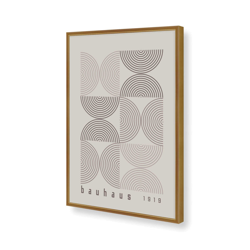 Warm Taupe Bauhaus Composition I Print dans un cadre, H 17,25 po x l 13,25 po x P 1,25 po, Or poli
