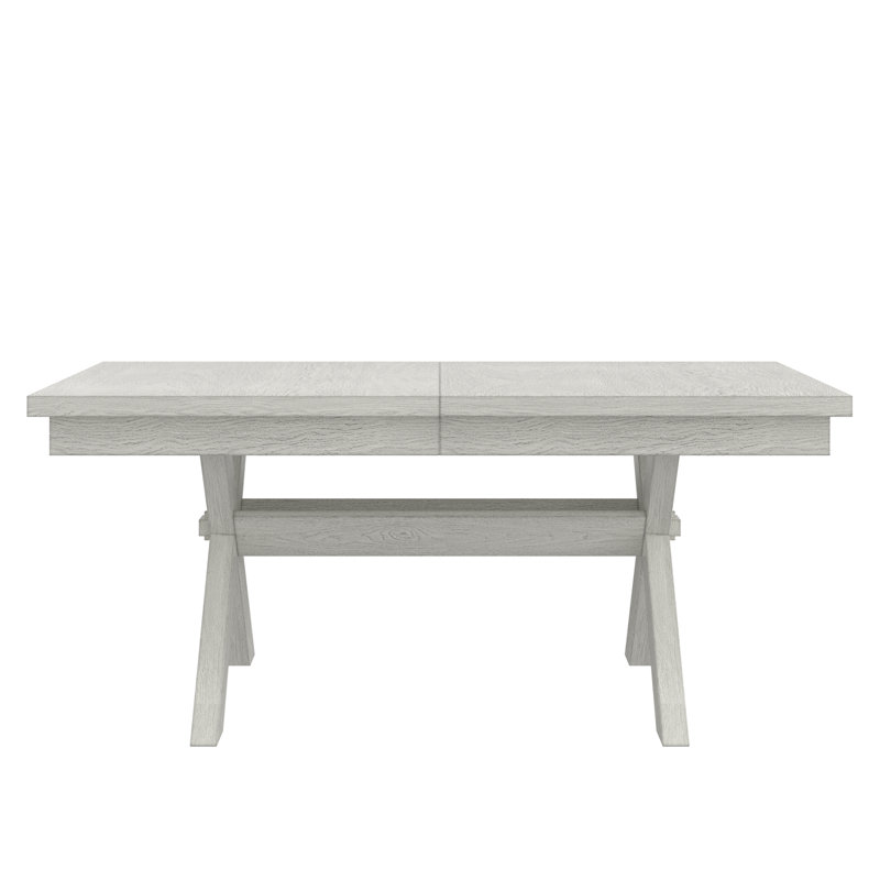 Extendable Dining Table For 6-10 People, 90"  Modern Solid Rubberwood Rectangular Dinner Kitchen Table With Wood X-Shape Leg Base For Dining Room, Living Room