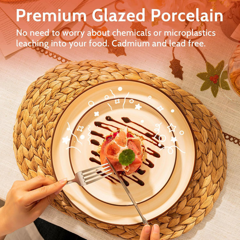 Ensemble d'assiettes plates en porcelaine de 6 à 10 pouces pour les repas, allant au micro-ondes