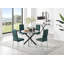 Tierra Modern Chrome Metal & Glass Round Dining Table Set with 4 Quilted Velvet Chairs-88388859-88388860-88388876
