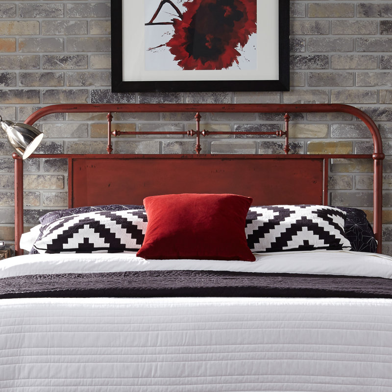 Edmund Open-Frame Metal Headboard, Red, Queen