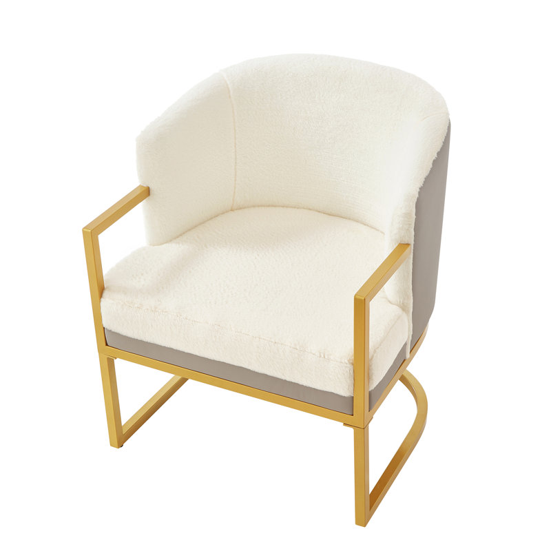 Chaise de lecture rembourrée avec fauteuil en métal doré moderne Modern Accent Chair, Beige
