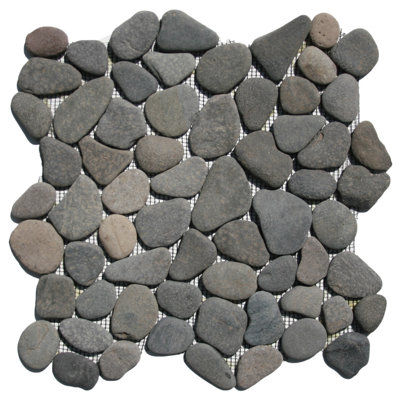 Banten Island Grey Pebble Tile 12 x 12 in Mesh-Backed Sheet (1 Sq Ft)