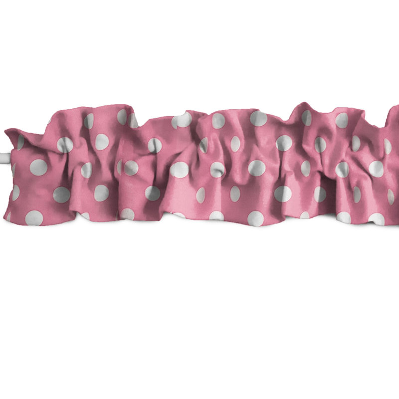 Cantonnière sur mesure en mélange de coton à pois, L 72 po x L 7 po, Rose / blanc