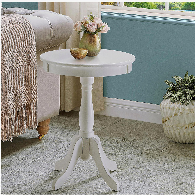 White side table with turned base, White