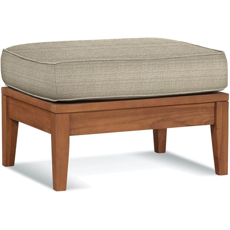 Repose-pieds d'extérieur en teck avec coussin Messina, Mélange avoine; 6358-84