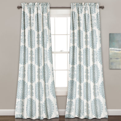 Evelyn Medallion Room Darkening Curtain Pair