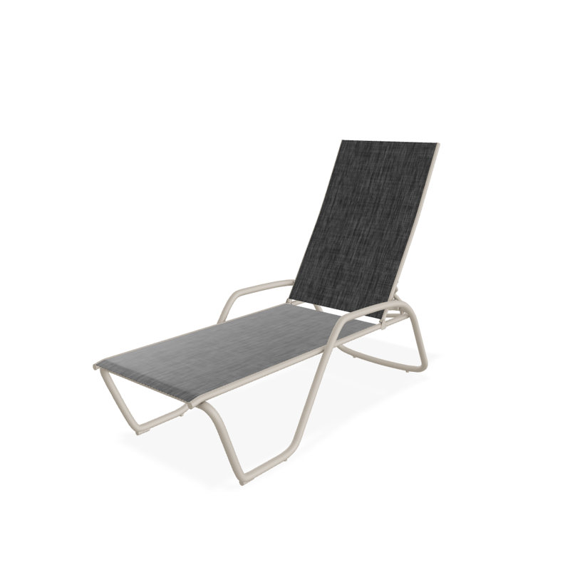 Outdoor Rust-Resistant Metal Chaise Lounge, Textured Desert, Augustine Shadow