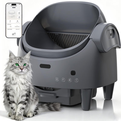 Bac à litière pour chat autonettoyant à couvercle ouvert, élimination automatique des déchets avec capteurs de sécurité, système de contrôle des odeurs, grande capacité pour les maisons multi-chats