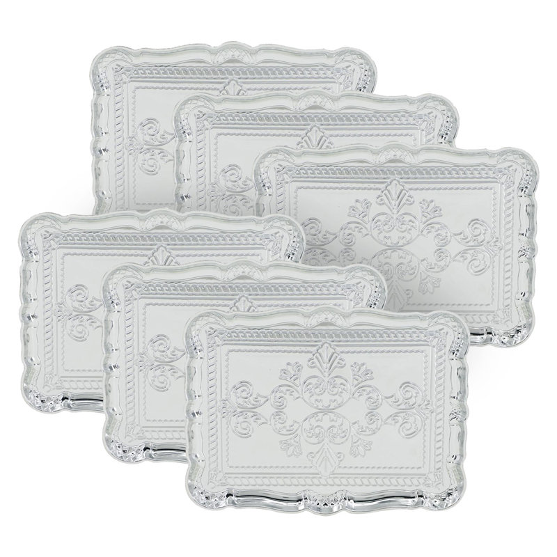 Ensemble de 6 assiettes en plastique, Argent argent