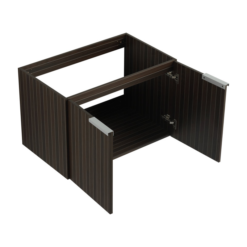 Meuble-lavabo flottant avec lavabo en résine - Portes à fermeture en douceur et conception moderne peu encombrante