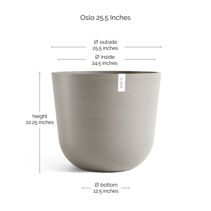 Pot Planter, 22.25" H x 25.5" W x 25.5" D, Beige