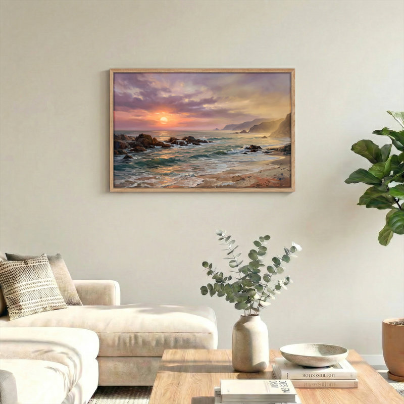 Ensemble de 1 tableau sur toile Sunset Coast, 36"H x 48"W, Natural
