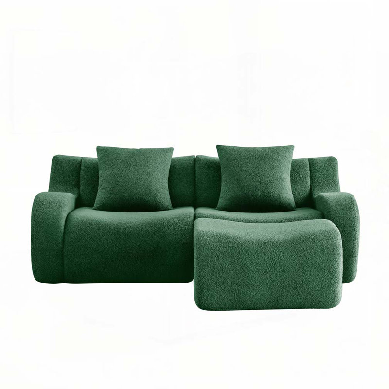 Canapé modulaire en tissu avec repose-pieds Teddy, sans assemblage, Vert