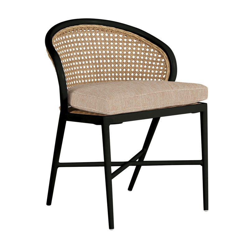 Havana Side Chair, Welt, Black, Linen Chambray