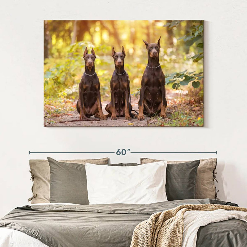 Doberman Pinschers, 34" H x 51" W