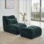 Méridienne en chenille compacte avec repose-pieds pour petits espaces Sofas | Vert sauge | Tissu chenille-224764471