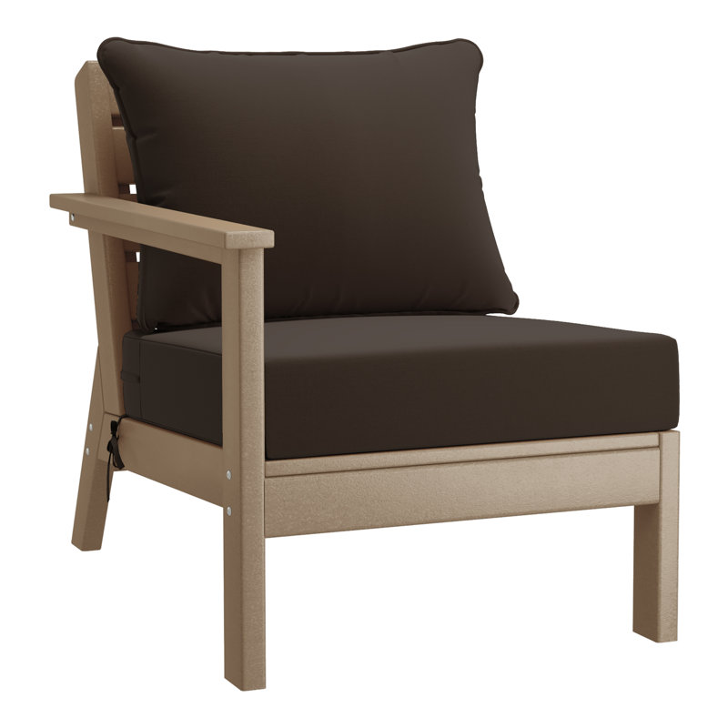 Deep Seating Left Arm Chair With Cushions, Light Brown, Brown