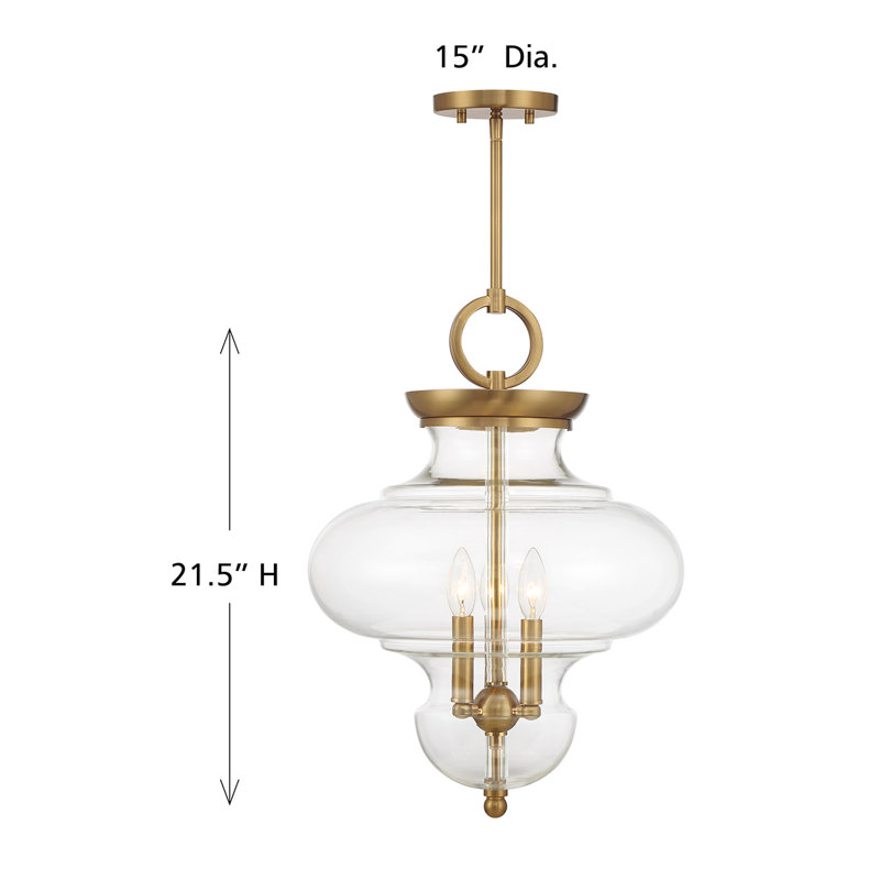 Lakresha 3-Light Pendant in Warm Brass