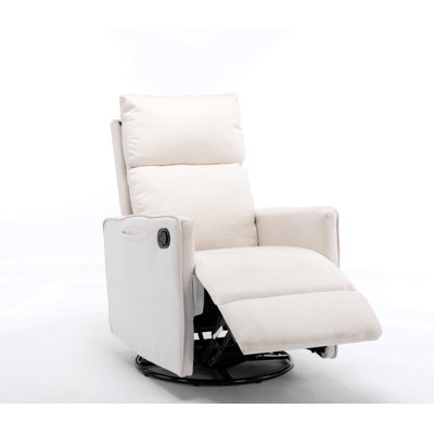 Cotton Linen Fabric Swivel Rocking Chair Glider Rocker Recliner Nursery Chair With Adjustable Back And Footrest For Living Room Indoor -  Latitude Run®, FC6F8294C8F149C7B7101A8643C8B434