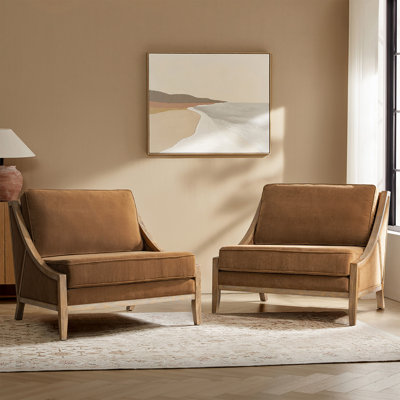 Theoren 37.5"W Farmhouse Oversize Solid Wood Accent Chair