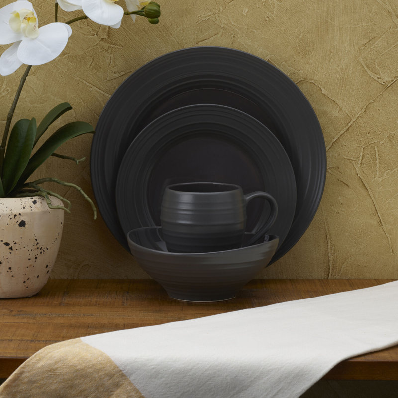 Swirl Graphite 4-Piece Place Setting, Service for 1