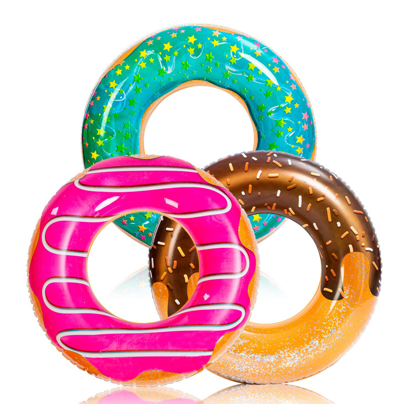 3Pack Donut Inflatable Pool Float with Glitters 32.5”