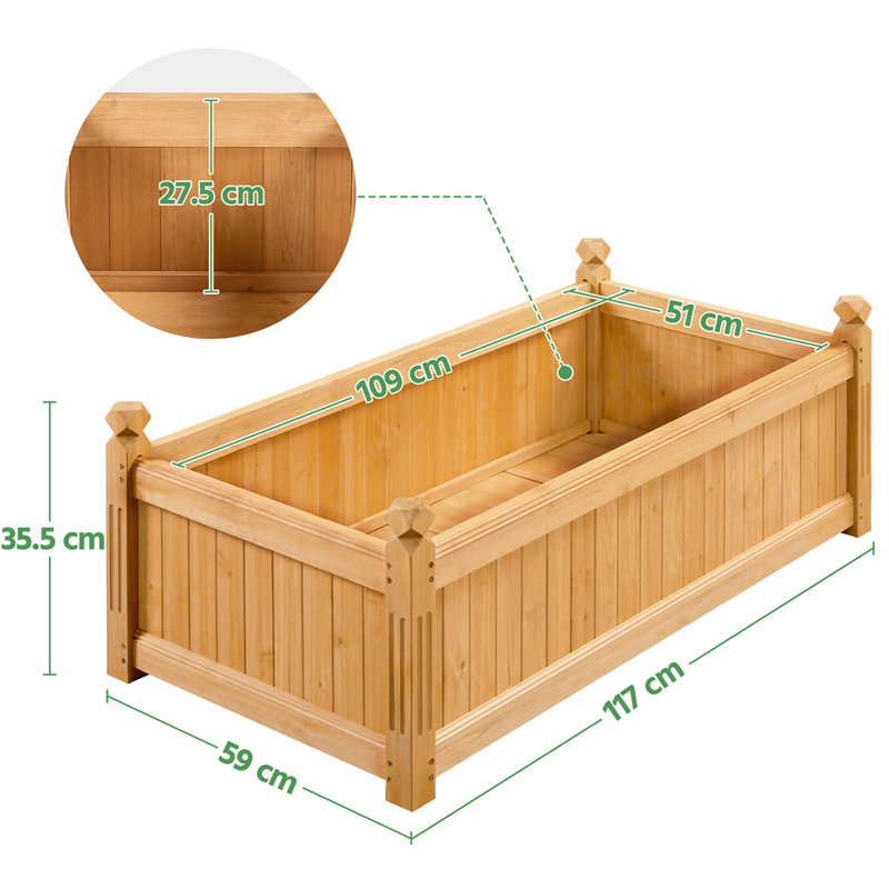 Wood Raised Garden Bed, 35.5cm H x 117cm W x 59cm D