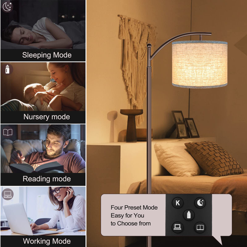 Floor Lamp For Living Room, 4 Color Temperature Led Floor Lamp With Remote Control & Foot Switch