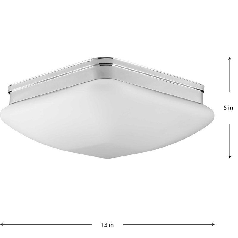Plafonnier encastré rectangulaire simple 13 po 3 lumières Nason, Chrome poli