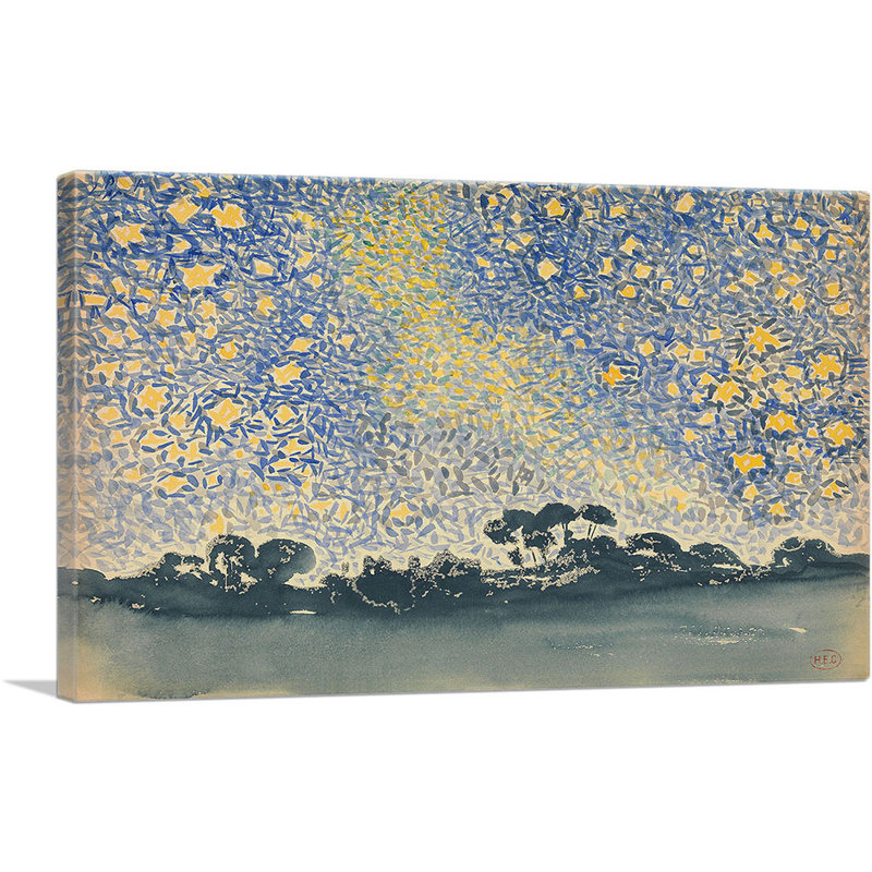 «Landscape with Stars 1908» par Henri-Edmond Cross - reproduction d'art sur toile tendue, H 26 po x l 40 po x 1,5 po