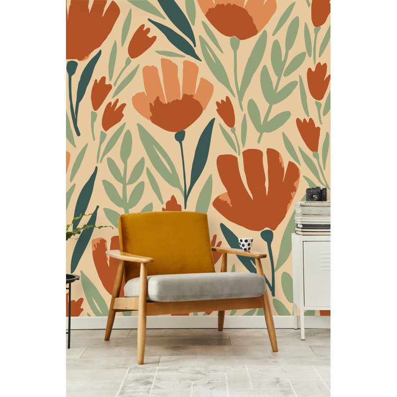 Hand Drawn Flowers Wallpaper Floral Tile