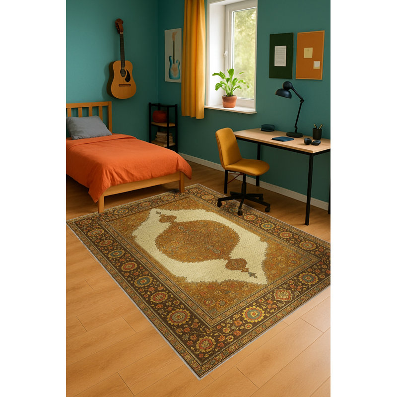 Tapis beige tissé traditionnel Mosso, 3'3" x 4'11"