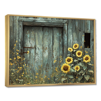 «Dumaka Sunflowers By The Barn Door II» - Art mural tournesols