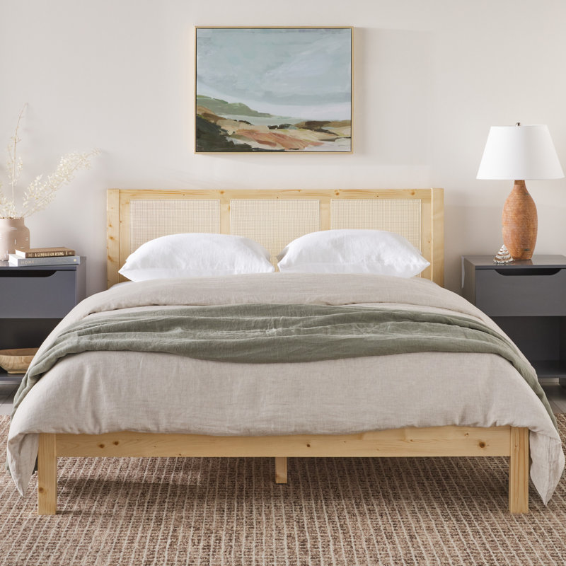 Naarden Solid Wood Platform Bed, Natural, Queen