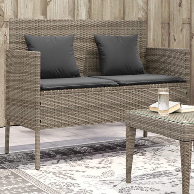 Vidaxl Patio Bench With Cushions Gray Poly Rattan by VidaXL