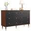 Commode 6 tiroirs Mid-Century moderne avec tiroirs noirs