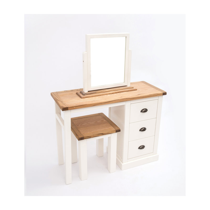 Mirabelle Dressing Table with Mirror, Off White