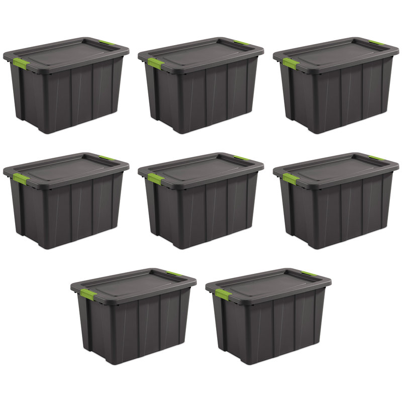 Sterilite Latching Tuff1 Stackable Storage Tote Bin w/ Latch Lid, 120 Quart, 8-Pack