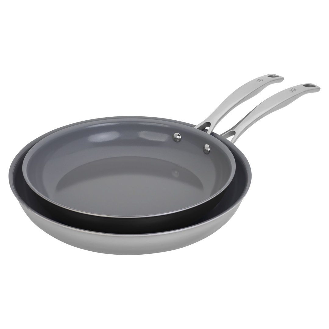 HENCKELS Clad H3 2-Piece Stainless Steel Ceramic Nonstick 10-in & 12-in Fry Pan Set HENCKELS