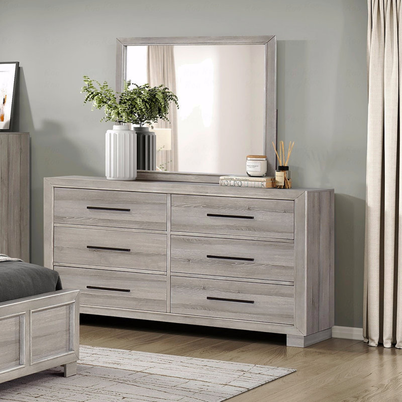 Mobilier de chambre à coucher à 6 tiroirs en bois