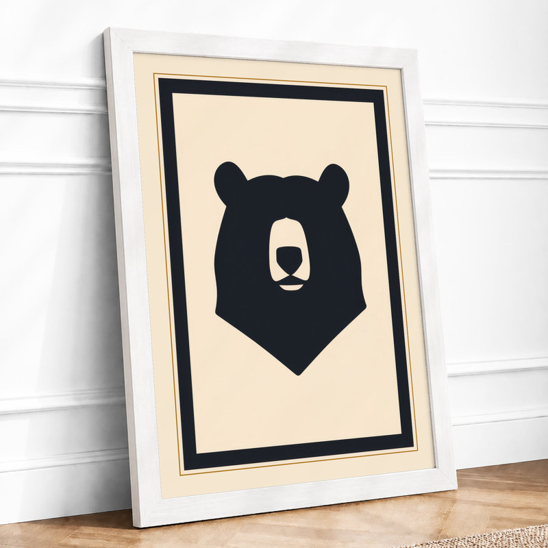 Minimal Bear Minimalist - Framed Print, A2 - 59.4 x 42.0 cm, White