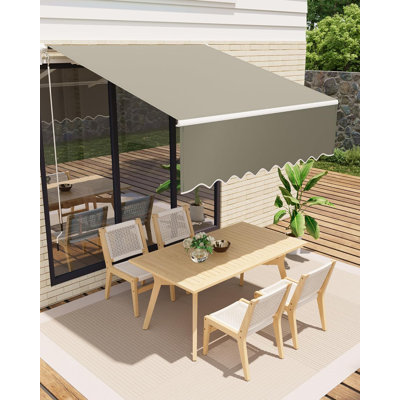 Auvent rétractable manuel, auvent de terrasse imperméable avec abat-jour, structure en aluminium robuste, tissu en polyester 280 g, auvent réglable pour maison, pour terrasse, porche