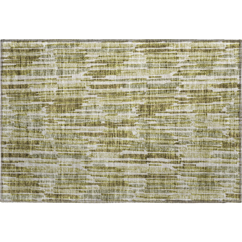 Tapis olive Tweedy lavable à la machine Premium, Rectangle 1 pi 8 po x 2 pi 6 po