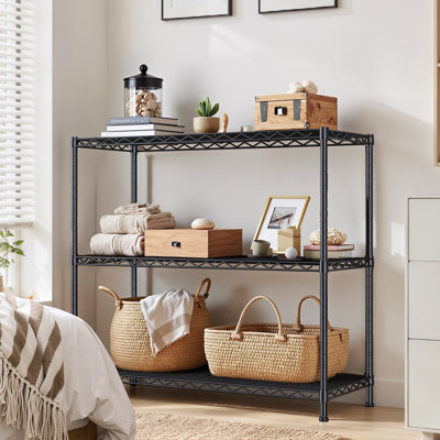 35.6"w Wire Storage Shelving Unit, 14"d Adjustable Storage Rack For Kitchen,pantry,closet, Black